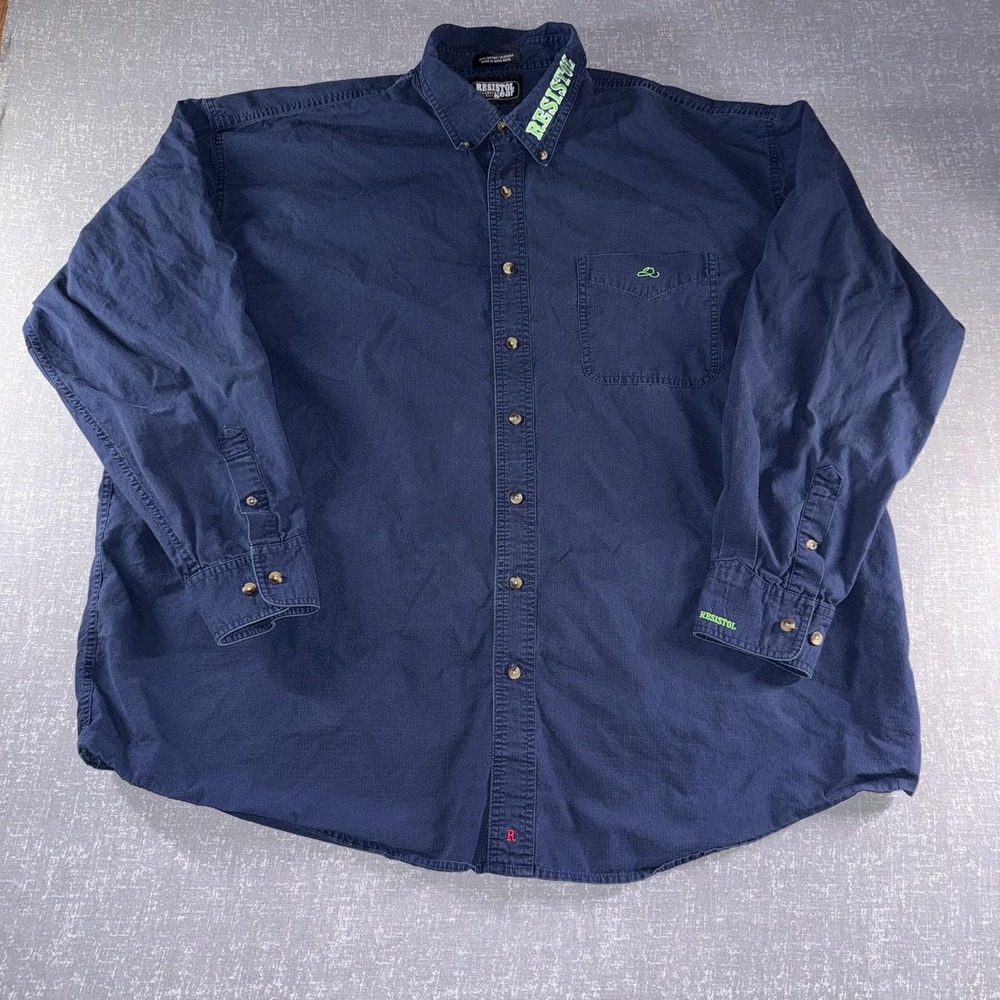 Resistol Rodeo Gear Shirt Mens 2XL Blue Long Sleeve Button Up Western Cowboy